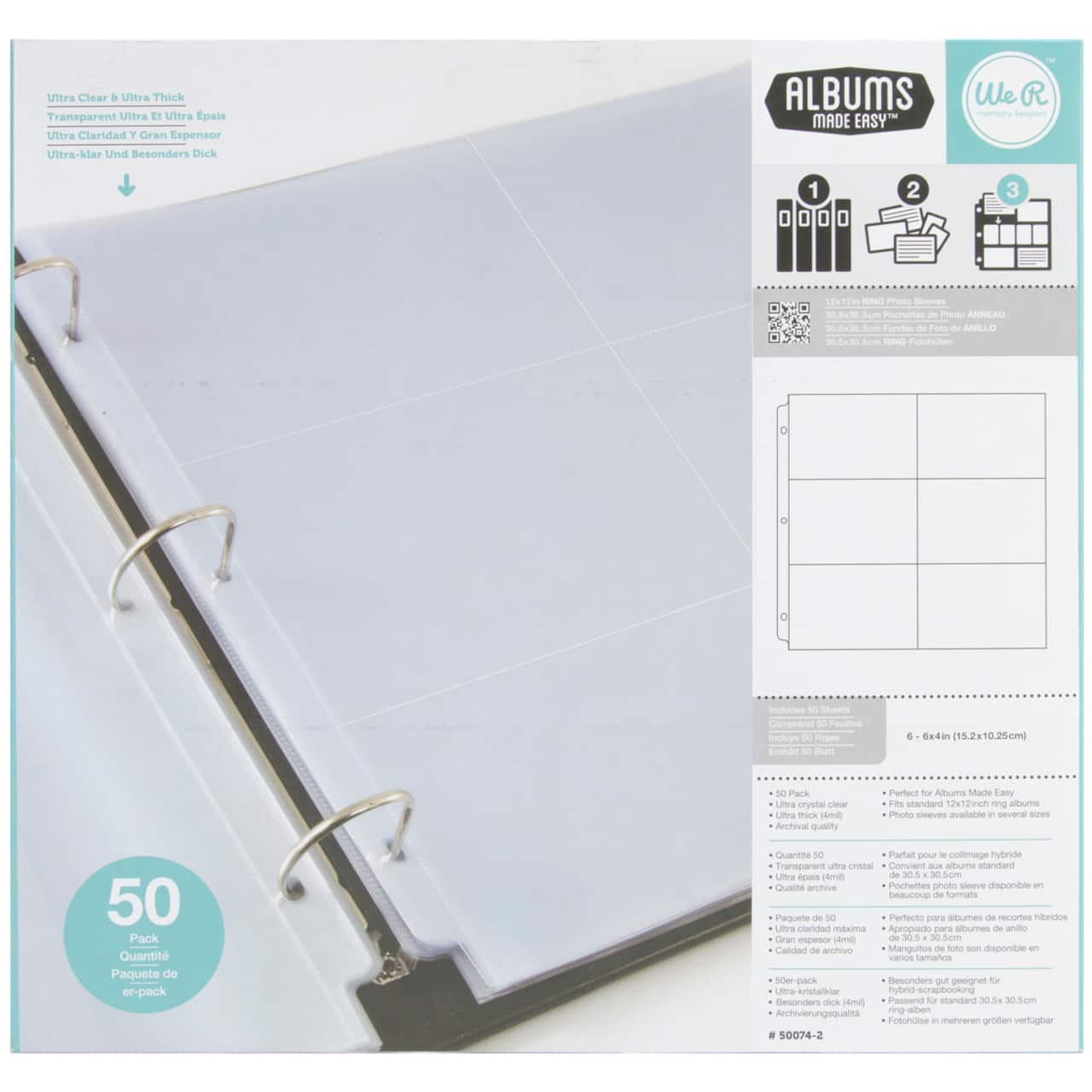 We R Memory Keepers® 12 x 12 Ring Photo Sleeves with 4 x 6 Pockets,  50ct.